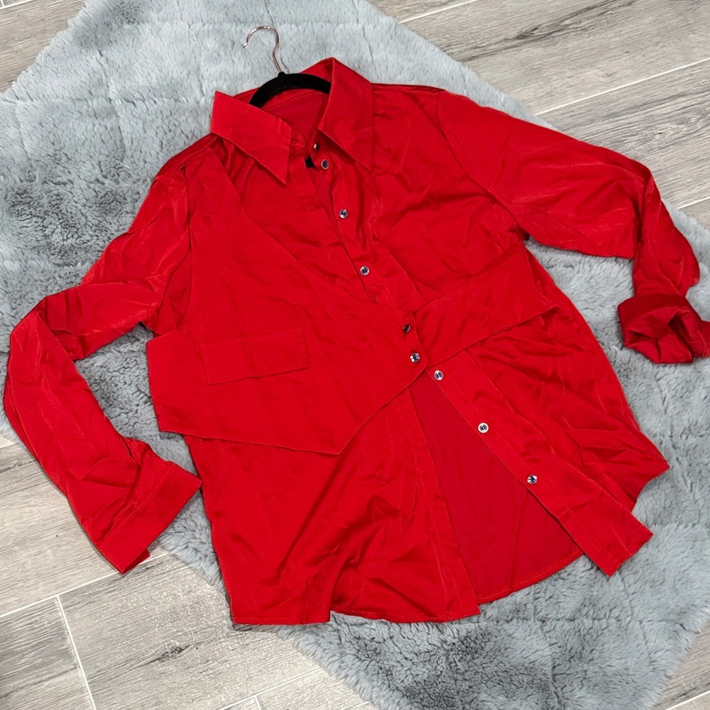 Women's Red Button Down Shirt